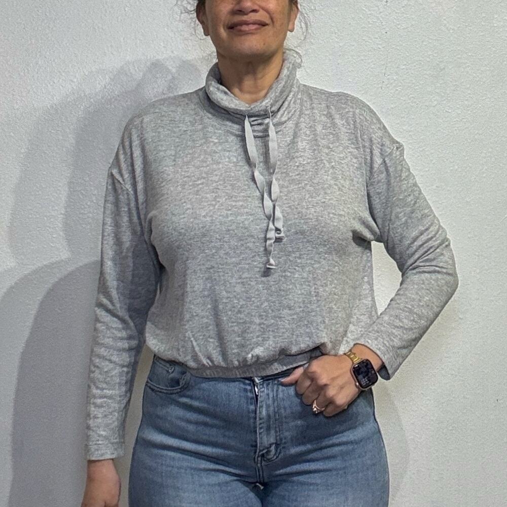 Johnny Was Calme Hachi Gray Mock Neck Sweater Sz S